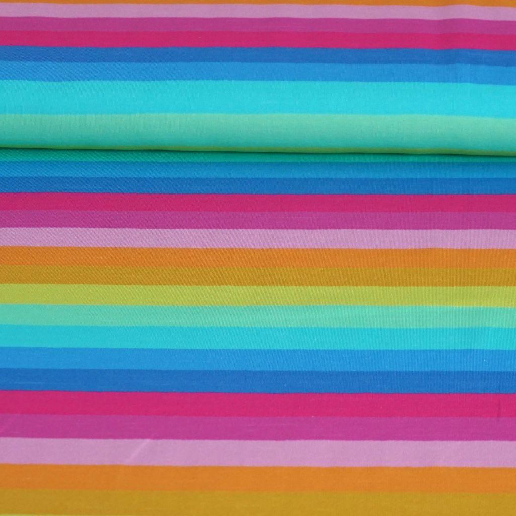 Baumwolljersey Regenbogenringel von Susalabim bunt – Bio